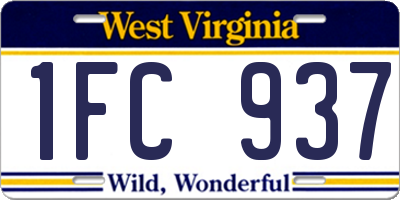 WV license plate 1FC937