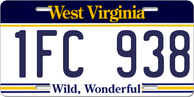 WV license plate 1FC938