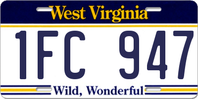 WV license plate 1FC947