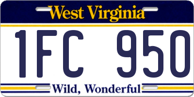 WV license plate 1FC950