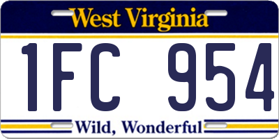 WV license plate 1FC954