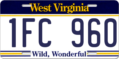 WV license plate 1FC960