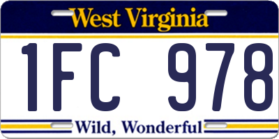 WV license plate 1FC978