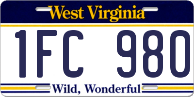 WV license plate 1FC980