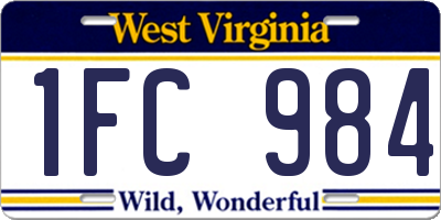 WV license plate 1FC984
