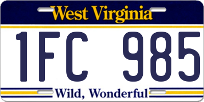 WV license plate 1FC985