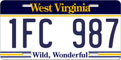 WV license plate 1FC987