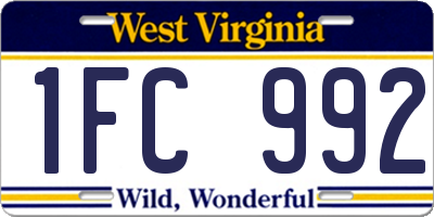 WV license plate 1FC992
