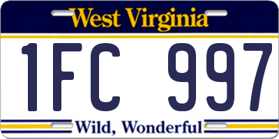 WV license plate 1FC997