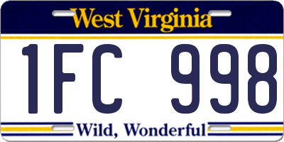 WV license plate 1FC998