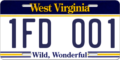 WV license plate 1FD001