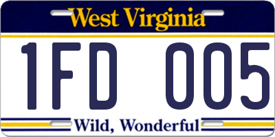 WV license plate 1FD005