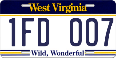 WV license plate 1FD007