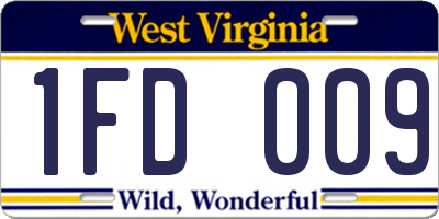 WV license plate 1FD009