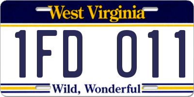 WV license plate 1FD011