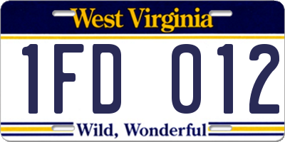 WV license plate 1FD012