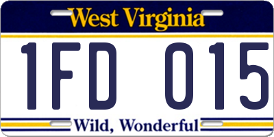 WV license plate 1FD015