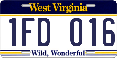 WV license plate 1FD016