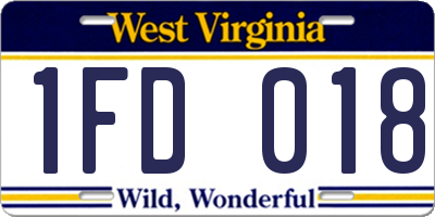 WV license plate 1FD018