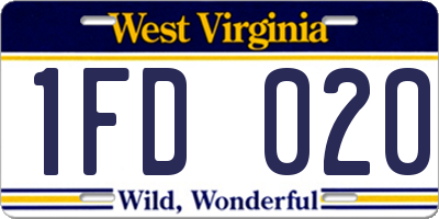 WV license plate 1FD020