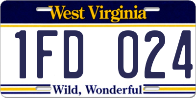 WV license plate 1FD024