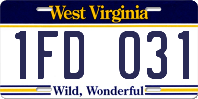 WV license plate 1FD031