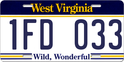 WV license plate 1FD033