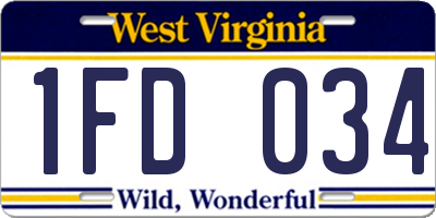 WV license plate 1FD034