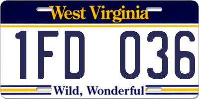 WV license plate 1FD036