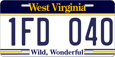 WV license plate 1FD040