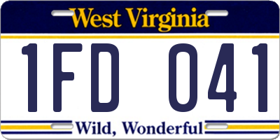 WV license plate 1FD041