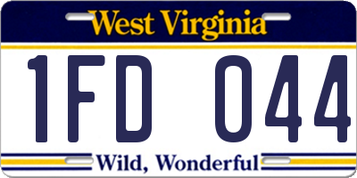WV license plate 1FD044