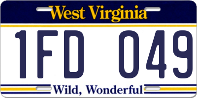 WV license plate 1FD049