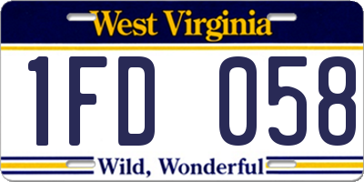 WV license plate 1FD058
