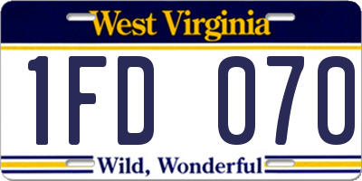 WV license plate 1FD070