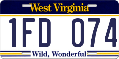 WV license plate 1FD074