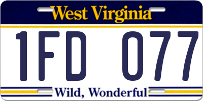 WV license plate 1FD077