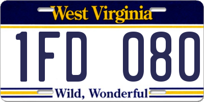 WV license plate 1FD080