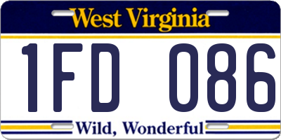 WV license plate 1FD086