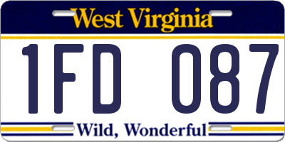 WV license plate 1FD087