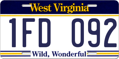 WV license plate 1FD092