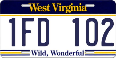 WV license plate 1FD102
