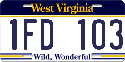 WV license plate 1FD103