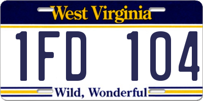 WV license plate 1FD104