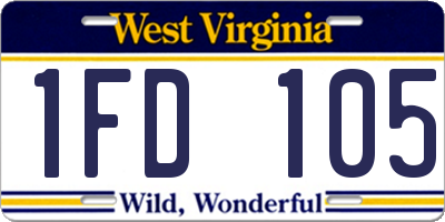 WV license plate 1FD105