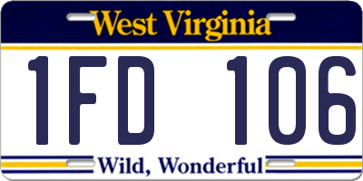 WV license plate 1FD106