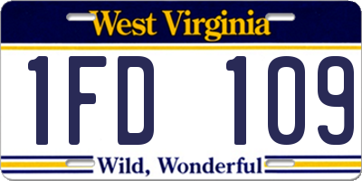 WV license plate 1FD109