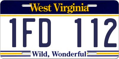 WV license plate 1FD112