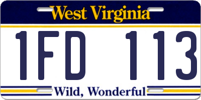 WV license plate 1FD113