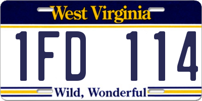 WV license plate 1FD114
